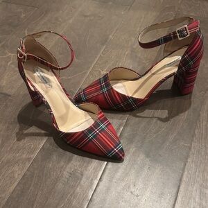 Alex Marie Tartan Ankle Strap Heels